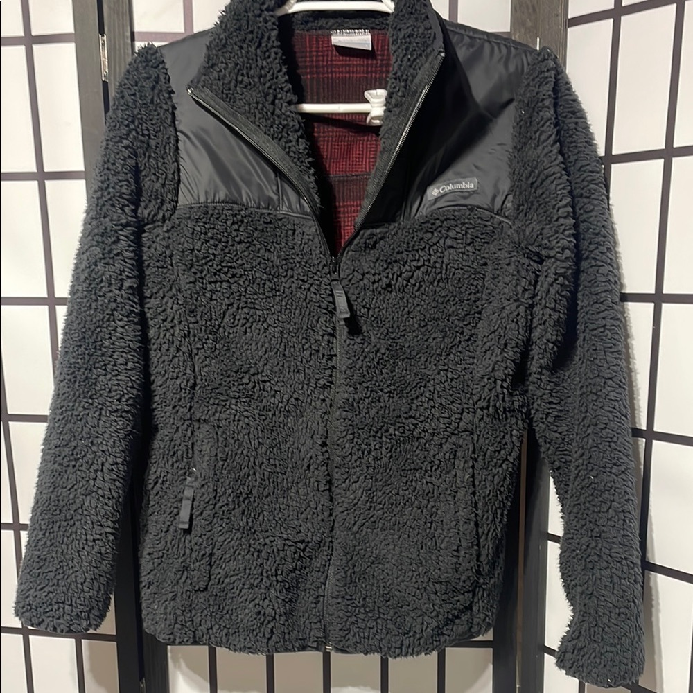 Columbia Black sherpa zip up sweatshirt Jacket